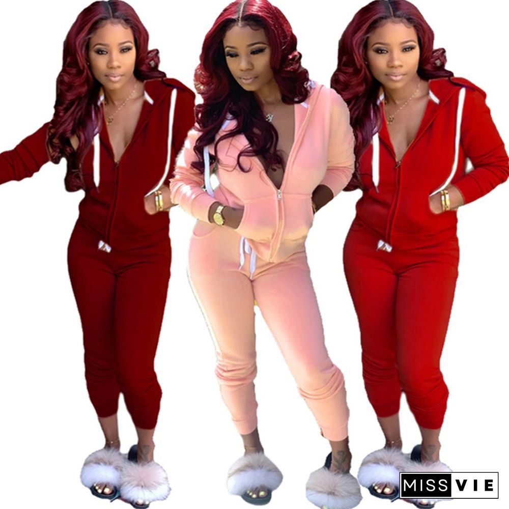 New Womens Sweatsuit Set Fashion Zipper Two Piece Outfits Top + Skinny Long Pants Brands Printed Tracksuits Jogging Suits Jumpsuits Plus Size S-2Xl