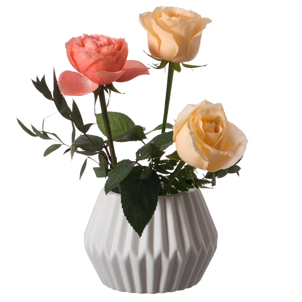 Contemporary White Ceramic Unique Shaped Table Vase Flower Holder