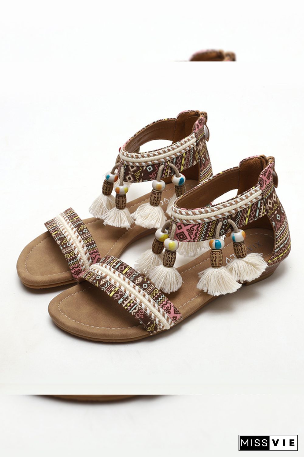 Beach Shoes Boho Tassel Flat Sandals Wholesale