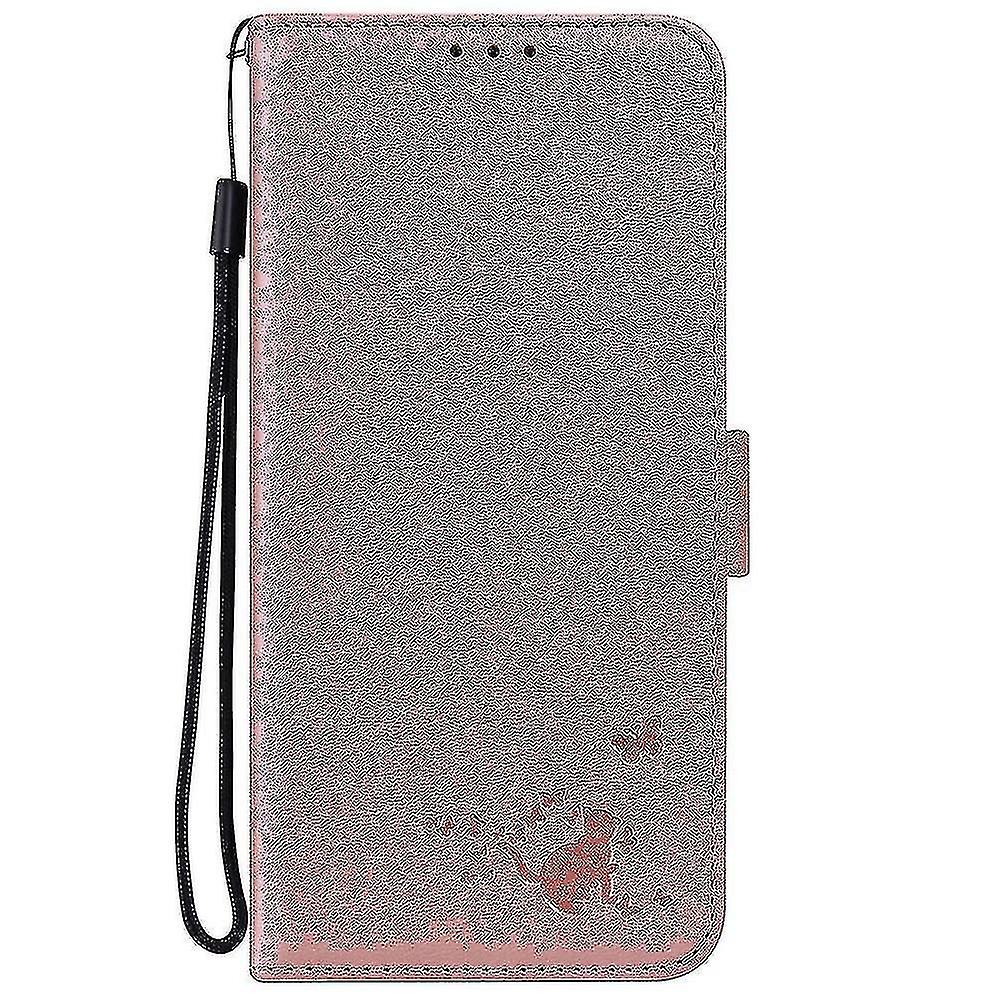 Samsung Galaxy A41 Case Retro Cat Wallet Flip Cover Card Holder Pu Leather Coque Etui - Pink