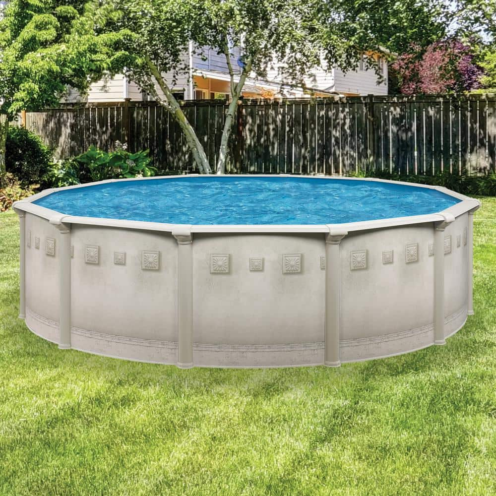 AQUARIAN Palisades 24 ft. Round 52 in. D Above Ground Hard Sided Pool Package PSEA2452HD5