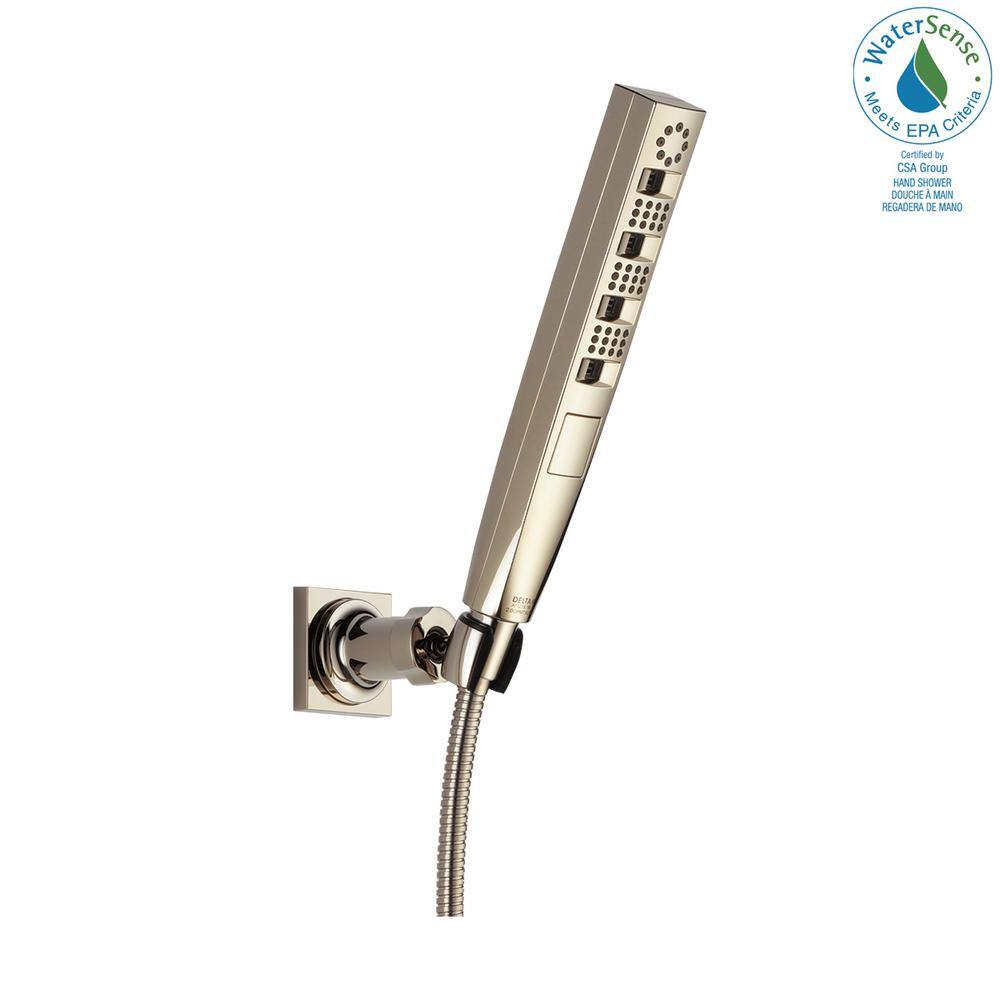 Delta 4-Spray Patterns 1.75 GPM 1.43 in. Wall Mount Handheld Shower Head with H2Okinetic in Polished Nickel 55140-PN