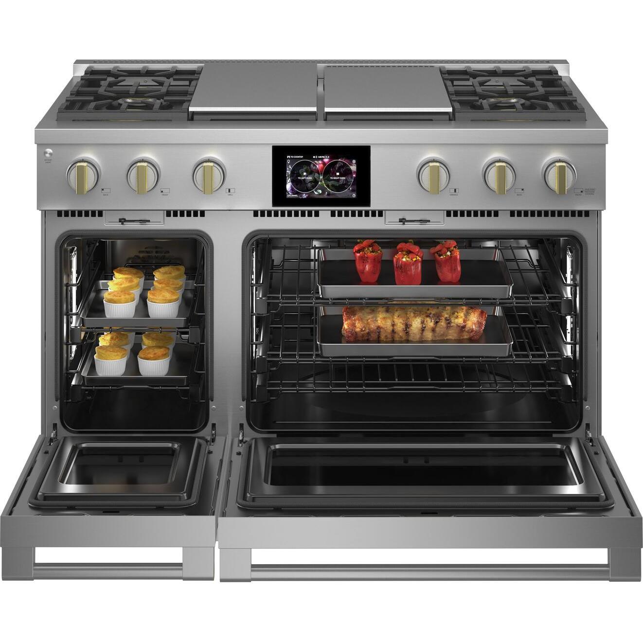 Monogram 48-inch Freestanding Dual-Fuel Range with True European Convection Technology ZDP484NGTSS