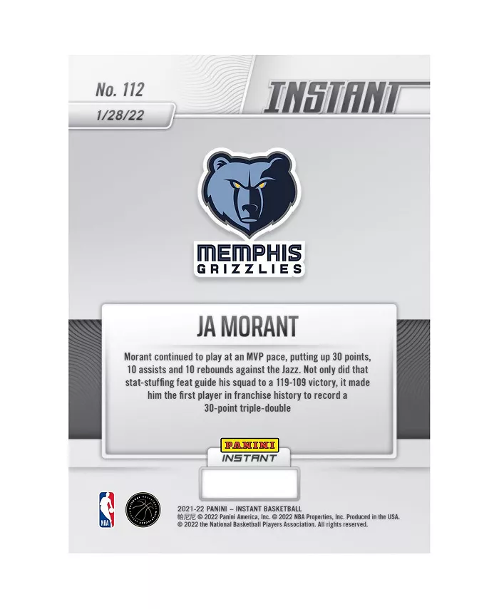 Panini America Ja Morant Memphis Grizzlies Fanatics Exclusive Parallel Instant Leads with a Triple-Double Single Trading Card - Limited Edition of 99