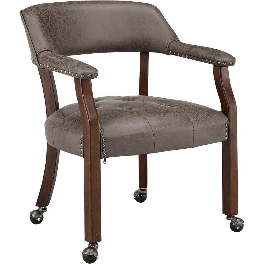 Dining Chairs with Casters Solid Wood Frame Poker Table Chairs