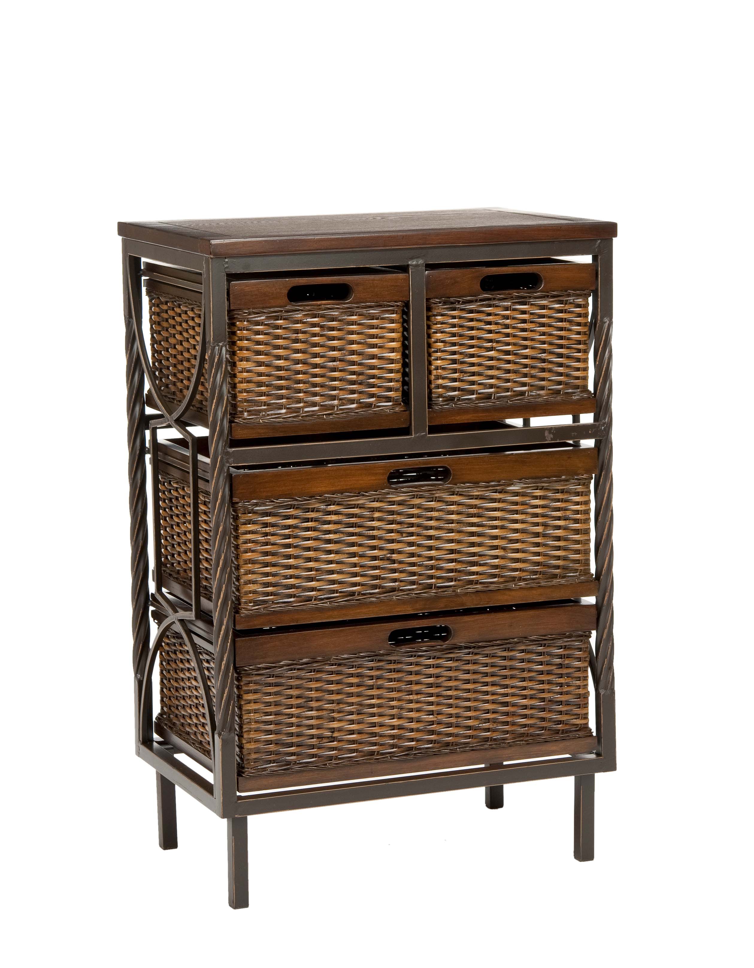 Safavieh Andrew Industrial Rustic 4 Drawer Storage Unit, Dark Teak