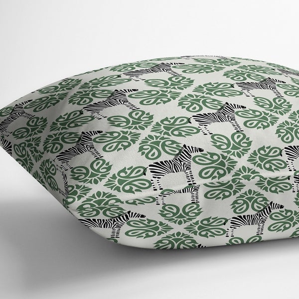 ZEBRA HERD GREEN Indoor|Outdoor Pillow By Kavka Designs