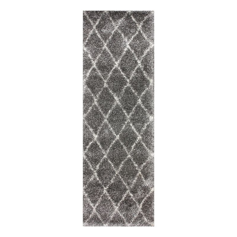 nuLOOM Diamond Geometric Lattice Shag Rug