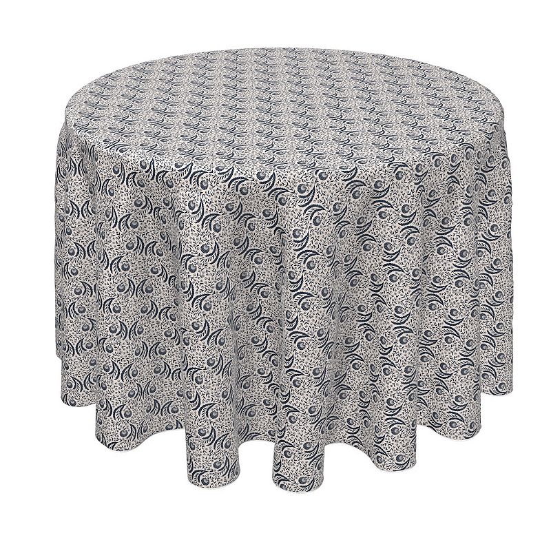 Round Tablecloth， 100% Polyester， 70 Round， Spiral Flowers and Leaves