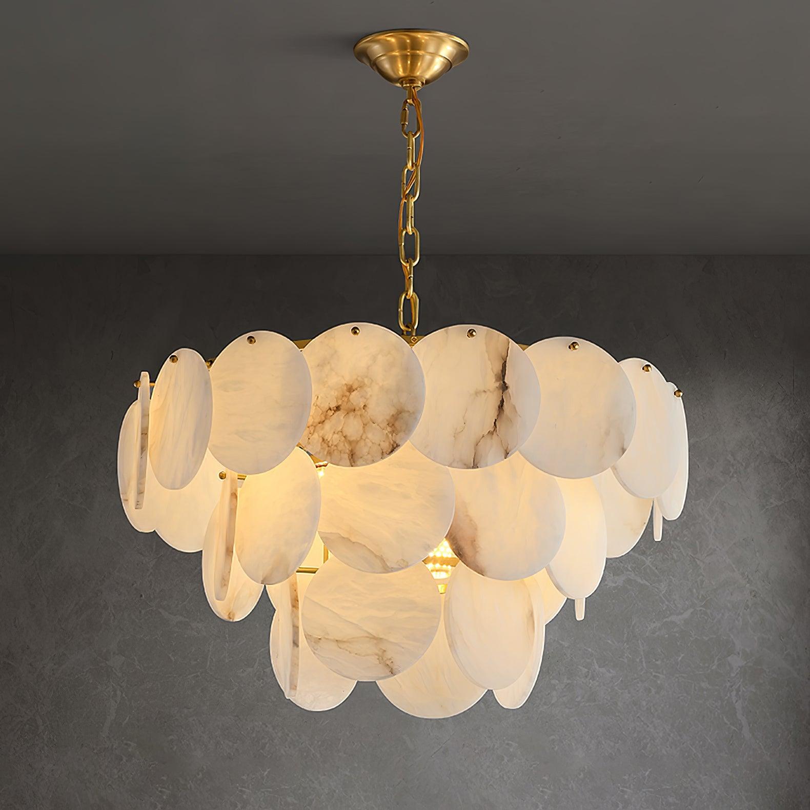 Alabaster Shell Brass Chandelier