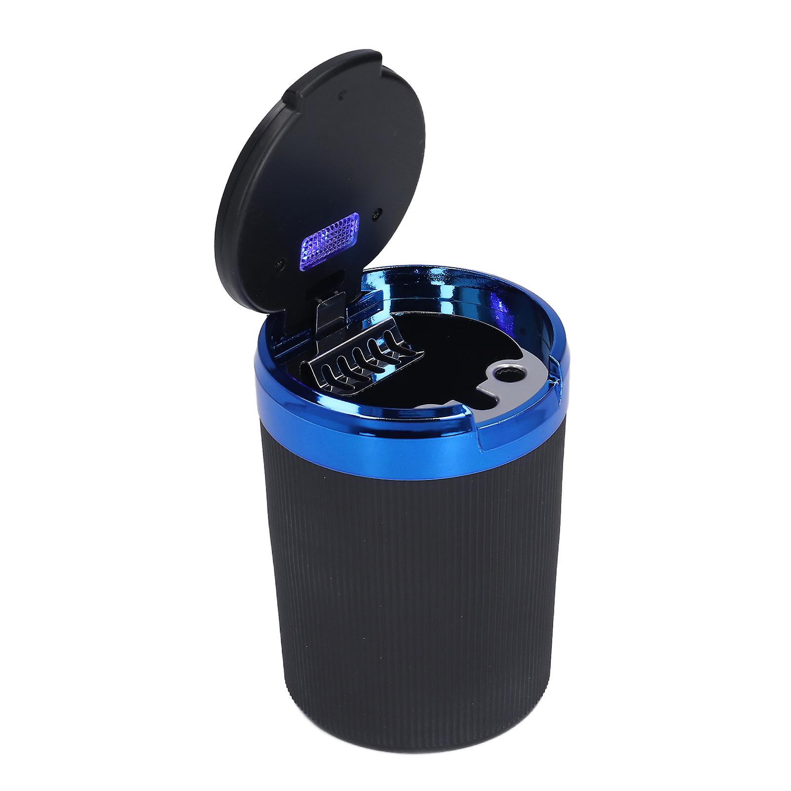 3w Luminous Car Ashtray With Led Light Lid Fireproof Smokeless Cigarette Ashtray For Home Officeblue