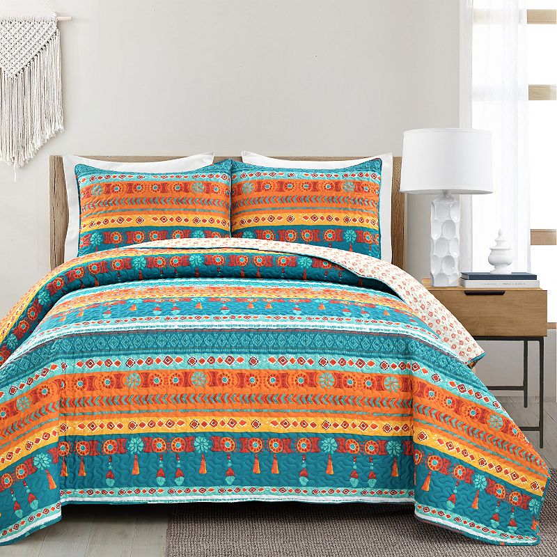 Lush Decor Boho Watercolor Quilt Set