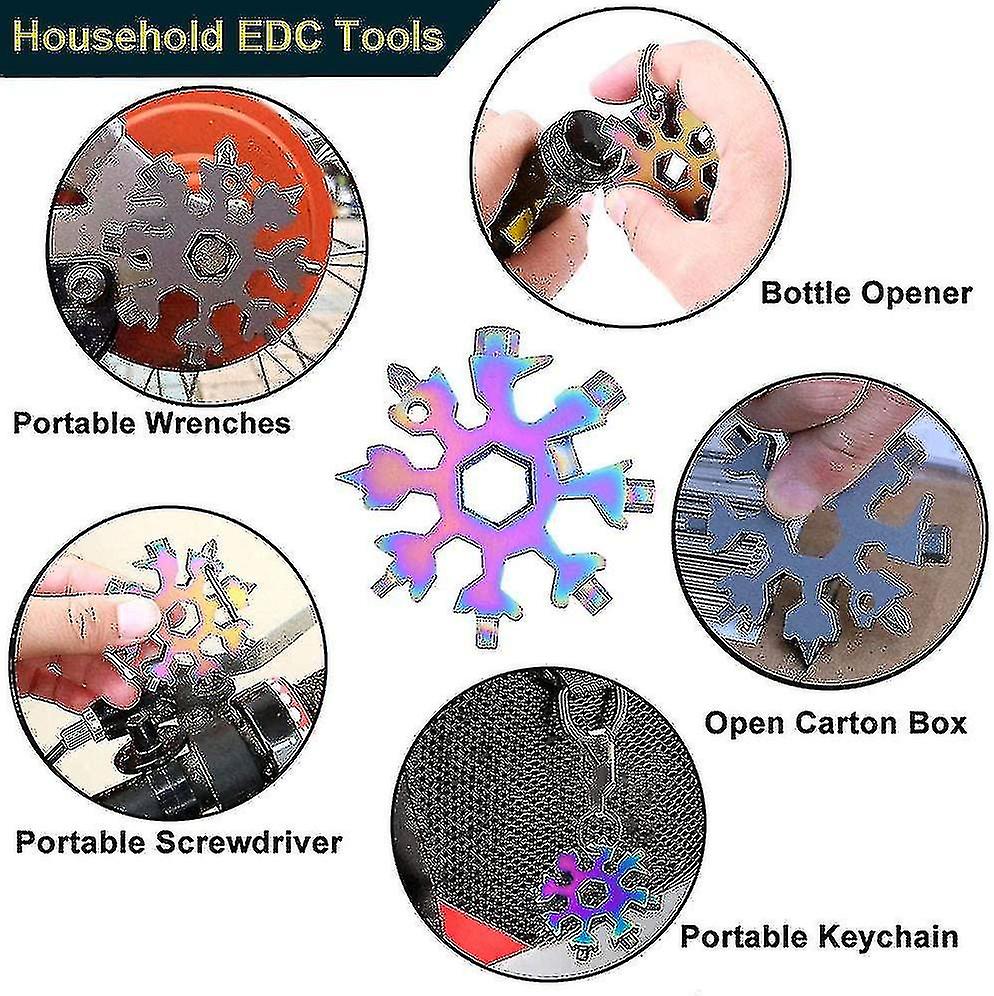 2 Pieces Snowflake Multi-tool，18-in-1 Multi-function Snowflake Tool，snowflake