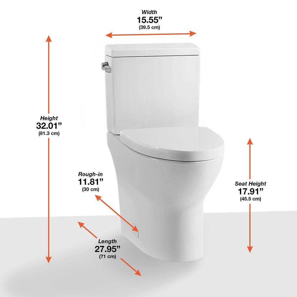 Glacier Bay Caspian 2-Piece 1.11.6 GPF Dual Flush Elongated Toilet in White Seat Included GBTO201