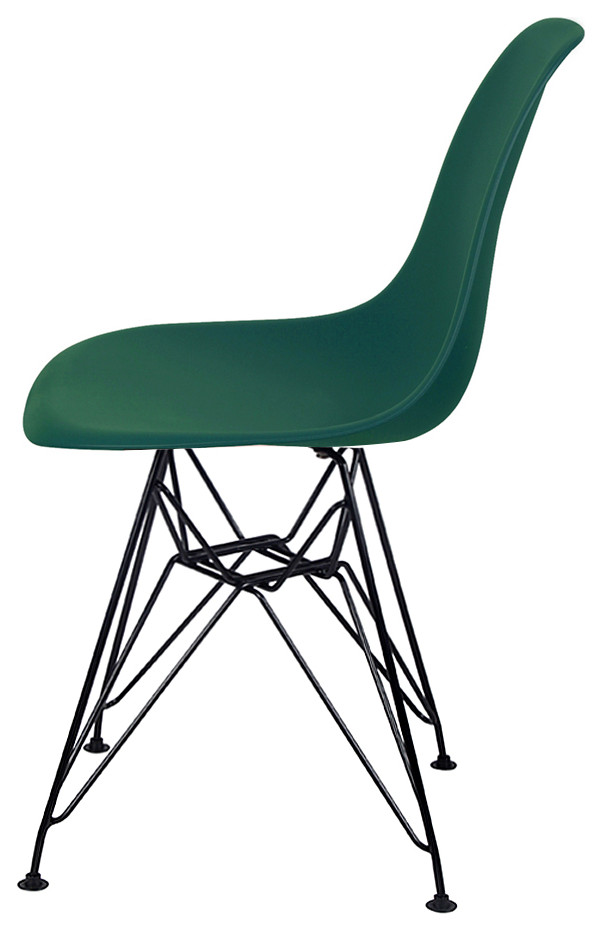 Dark Green Armless Side Dining Chair With Black Metal Legs  Set of 4   Midcentury   Dining Chairs   by specialty imports  Houzz