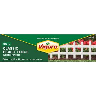 Vigoro 18 in. H 36 in. W Wood Picket Garden Fence RC 74W