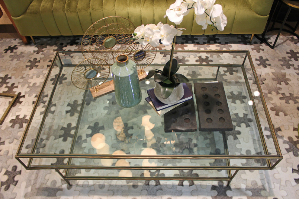 Orlando Milo Cocktail Table with Glass Tops and Forged Iron Frame   Contemporary   Coffee Tables   by HedgeApple  Houzz