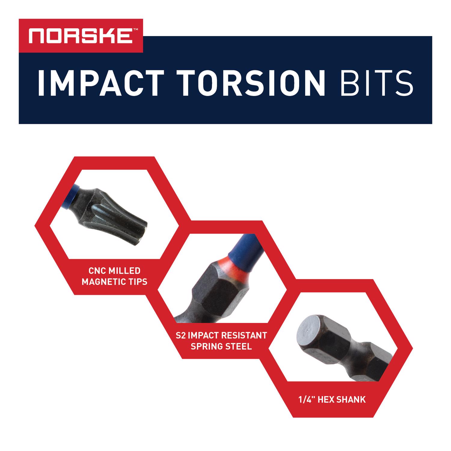 Norske Hex T25 X 6 in. L Bit Clip S2 Tool Steel 3 pk