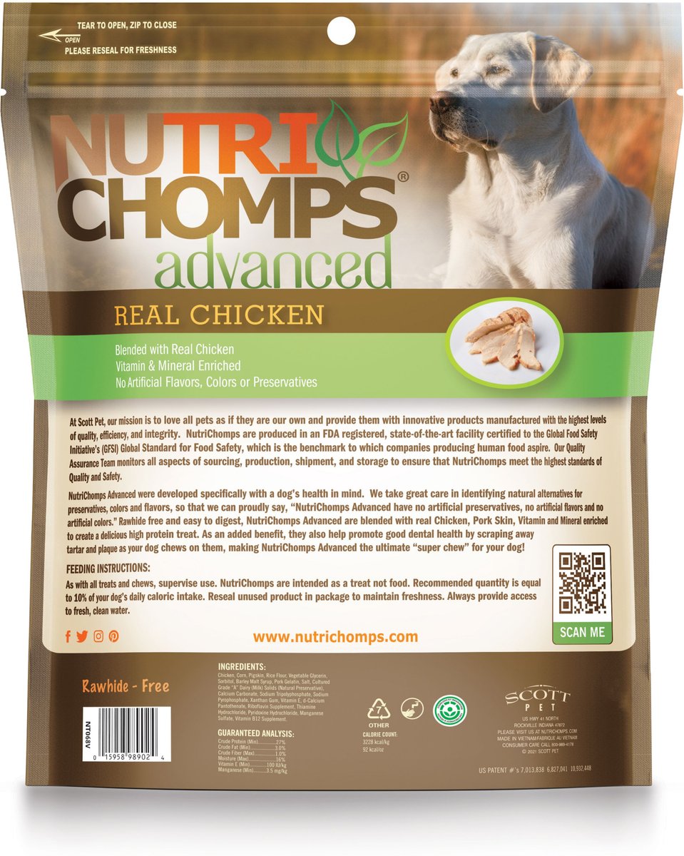 Nutri Chomps Advanced Real Chicken Knot Dog Treats， 8 count