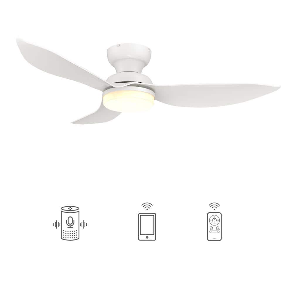 CARRO Daisy 45 in Dimmable LED IndoorOutdoor White Smart Ceiling Fan with Light and Remote Works with AlexaGoogle Home