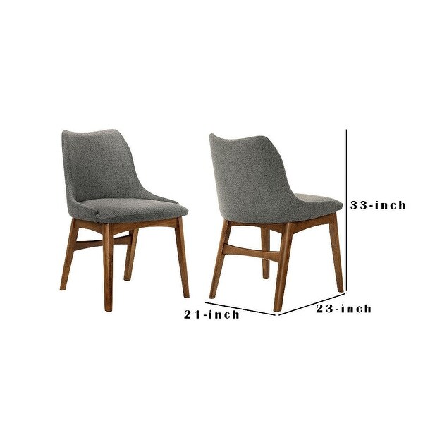 Charcoal Fabric and Walnut Wood Dining Side Chairs - Set of 2 - N/A