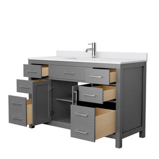 Wyndham Collection Beckett 54 in. W x 22 in. D Single Vanity in Dark Gray with Cultured Marble Vanity Top in White with White Basin WCG242454SKGWCUNSMXX