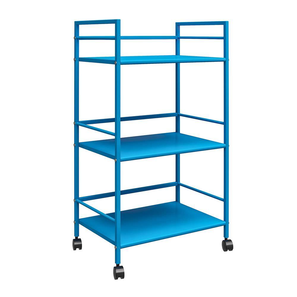 Novogratz Cache 3-Tier Rolling Metal Cart in Blue 7741810COM