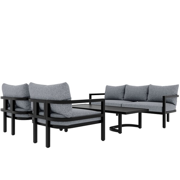 4-Piece Multi-person Outdoor Steel Sofa Set， Waterproof， Anti-rust， Anti-UV， Perfect for Gardens and Lawns， Ultimate Relaxation - Overstock - 37905058