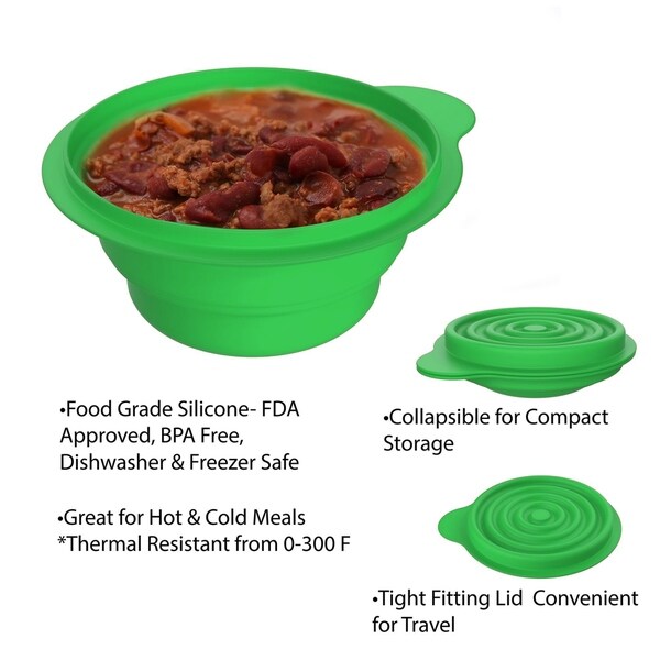 Collapsible Bowls with Lids BPA Free Silicone by Wakeman Outdoors