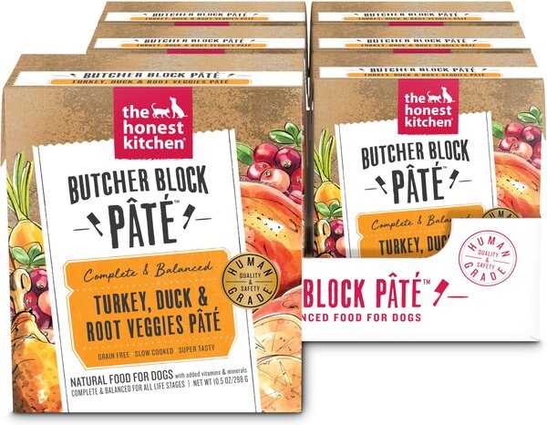 'The Honest Kitchen Butcher Block Pate Turkey， Duck and Root Veggies Wet Dog Food， 10.5-oz bag， case of 6