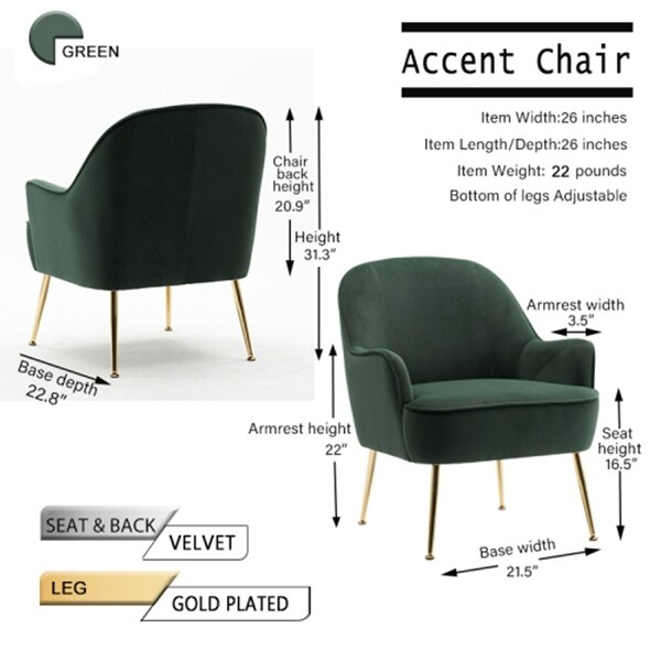 Modern Velvet Fabric Material Accent Chair