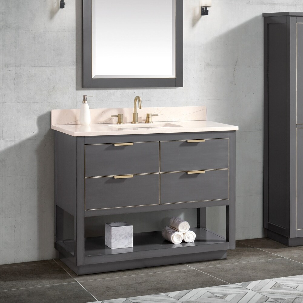 Avanity ie 43 in. Vanity Combo in Twilight Gray with Gold Trim