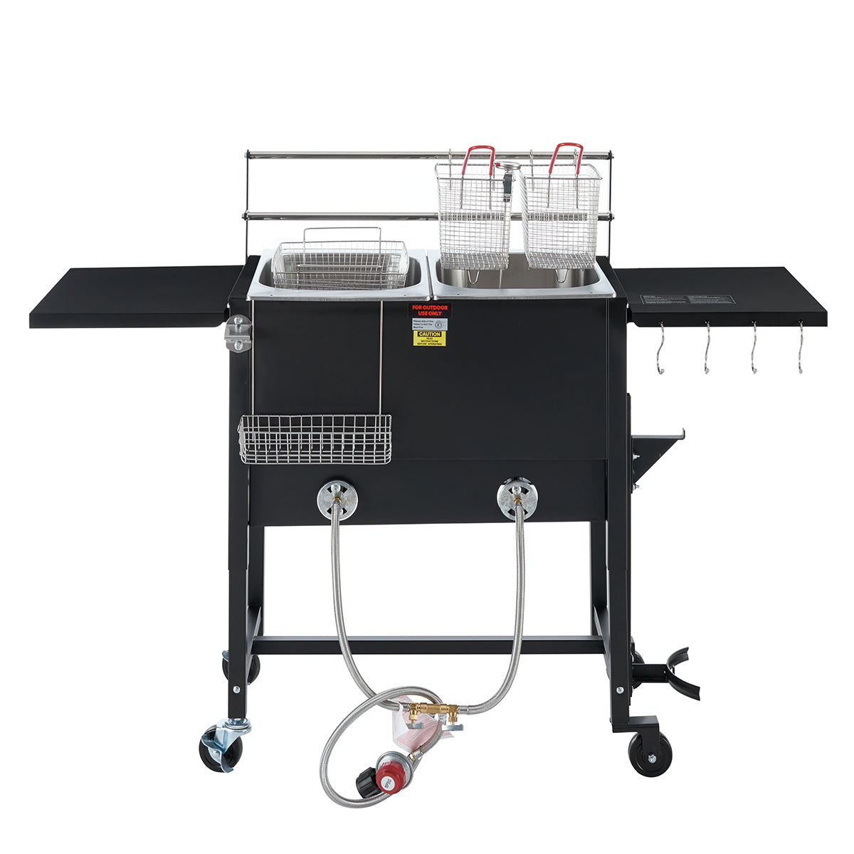 Barton Double Deep Fryer w/Two Side Shelves Outdoor High Pressure Free Standing