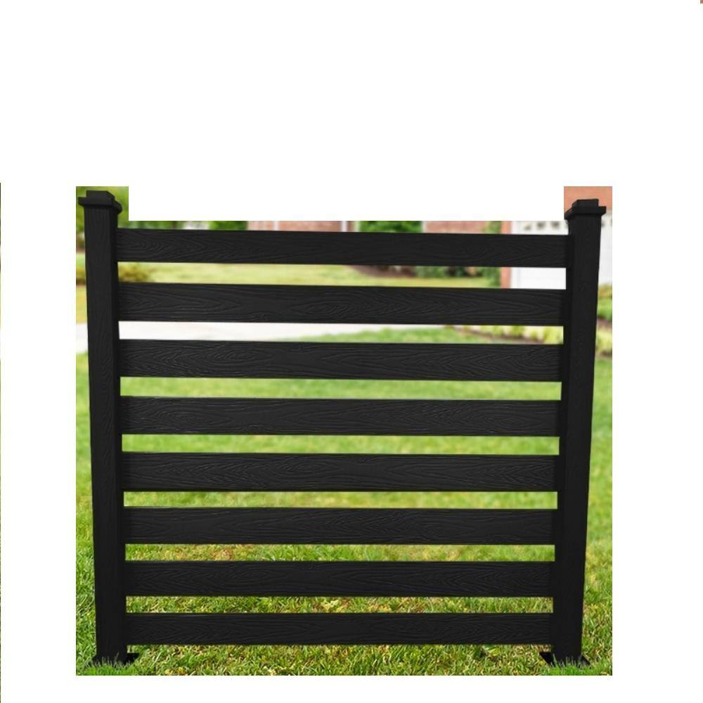 LUE BONA Ares 38 in. x 46 in. Black Garden Fence WPost  No-Dig Steel Cone Anchor Recycled Plastic Privacy Fence Panel (2-Pack) DPTHD23016-1