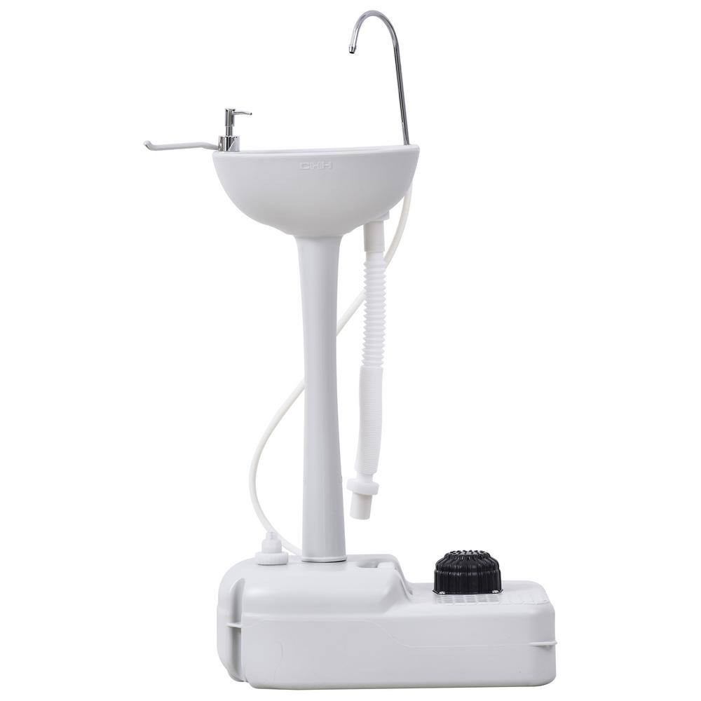 kleankin 4.5 Gal. White Water Tank Soap Dispenser and Towel Holder with a Portable Design for Camping A20-083