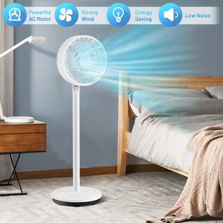 Costway Adjustable-Heights 32 in. Oscillating Pedestal Fan Portable Floor Fan with 3-Speeds ES10088US-WH