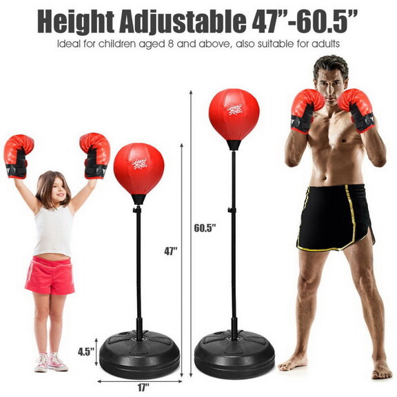 Costway 79015246 Adjustable Height Punching Bag wi...