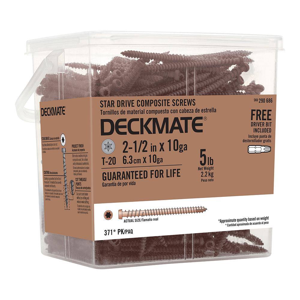 Deckmate #10 2-12 in. Star Pan-Head Composite Deck Screws 5 lbs.-Box (375-Piece) 115714