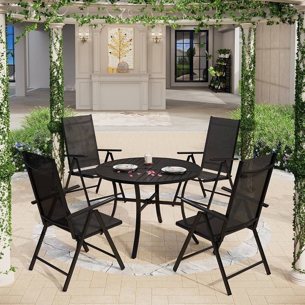 5pc Patio Dining Set With Round Table amp Foldable Chairs Captiva Designs