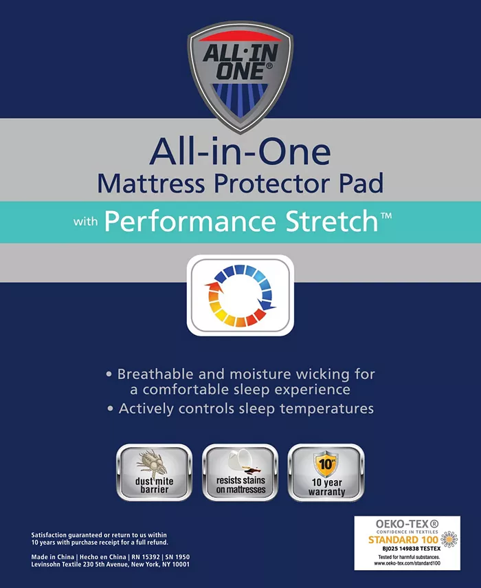 All-In-One Performance Stretch Moisture Wicking Fitted Mattress Pad， Twin