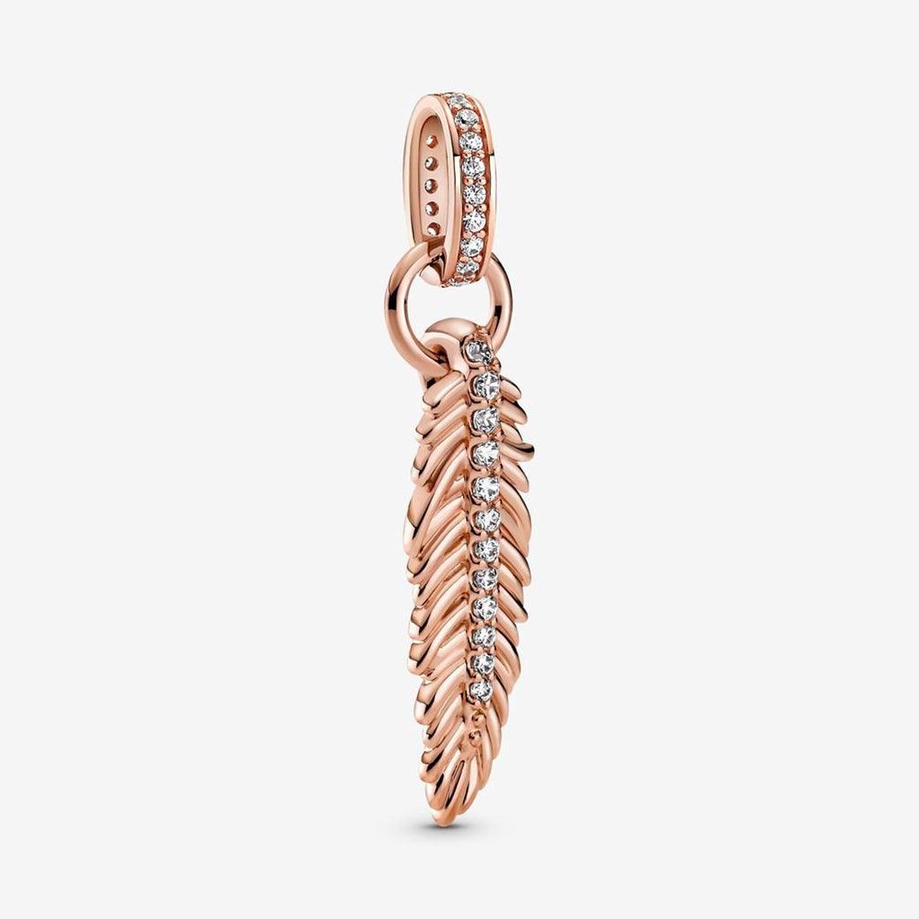 PANDORA  Sparkling Feather Dangle Charm