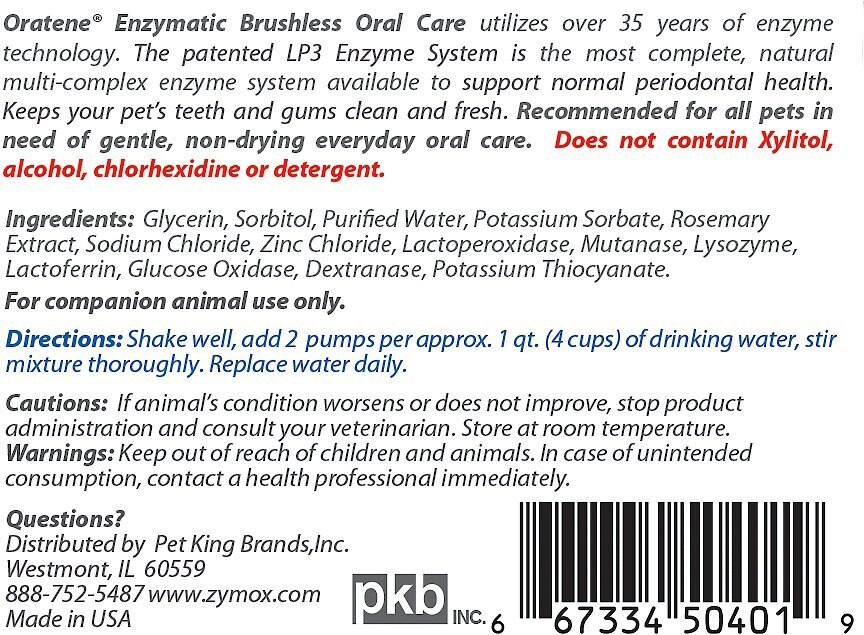 Oratene Enzymatic Brushless Oral Care Dog and Cat Dental Water Additive