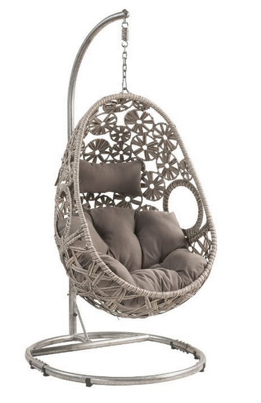 ACME Sigar Patio Hanging Chair with Stand  Light G...