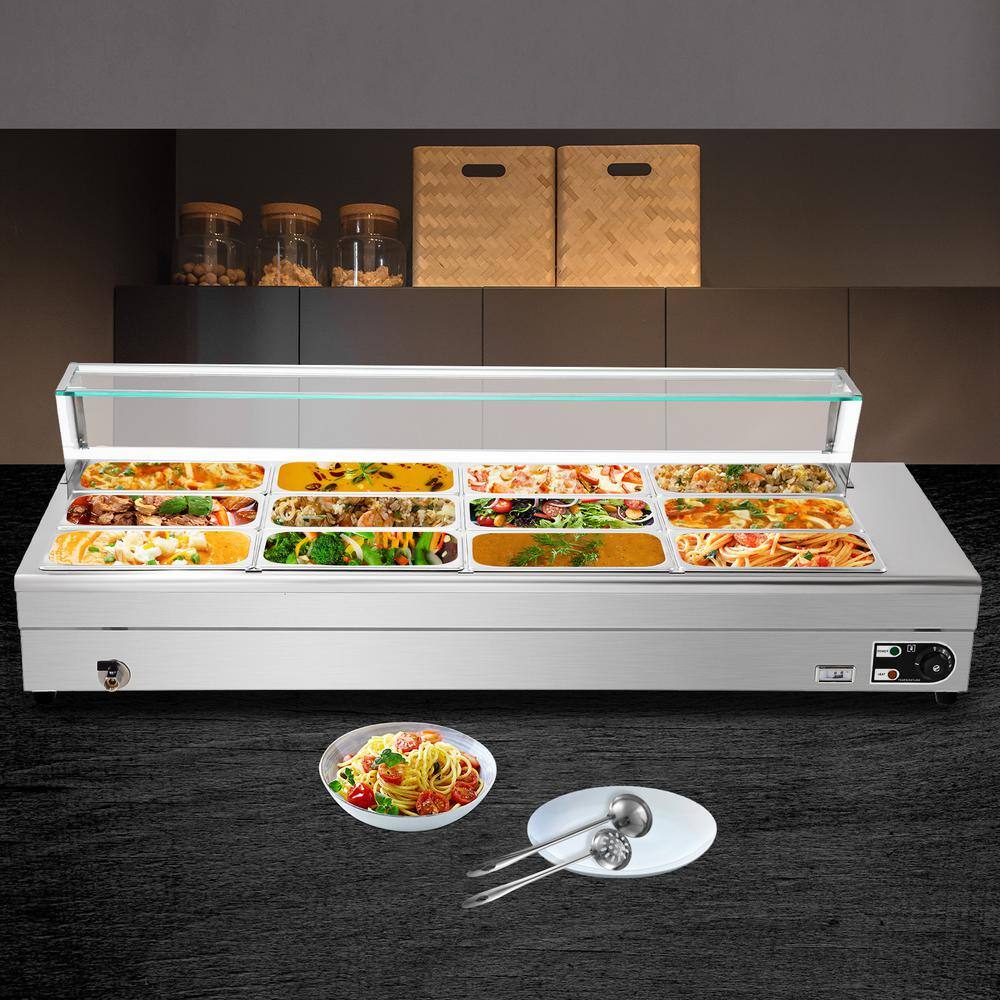 VEVOR Electric Countertop Food Warmer 84 Qt. 12 Pan x 13 GN Commercial Food Steam Table 6 in. Deep 1500-Watt BLZBWTC12P1300001V1