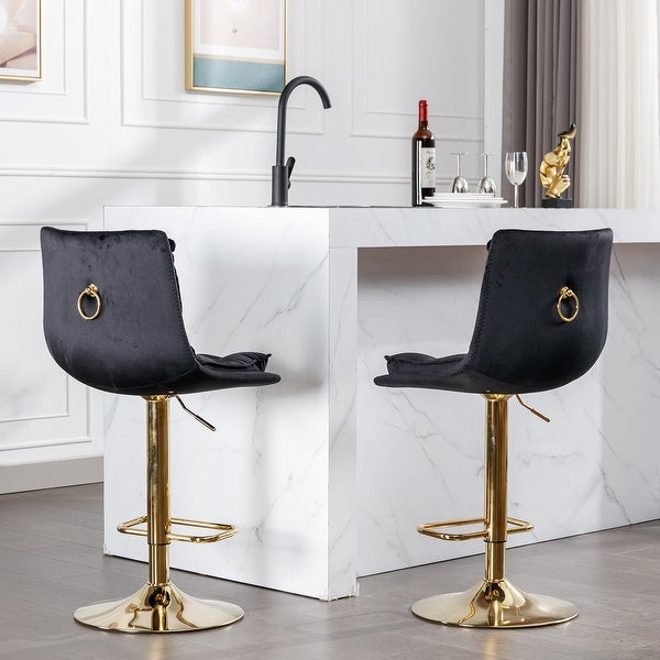 Set of 2 Bar Stools， Superior Velvet Bar Stools