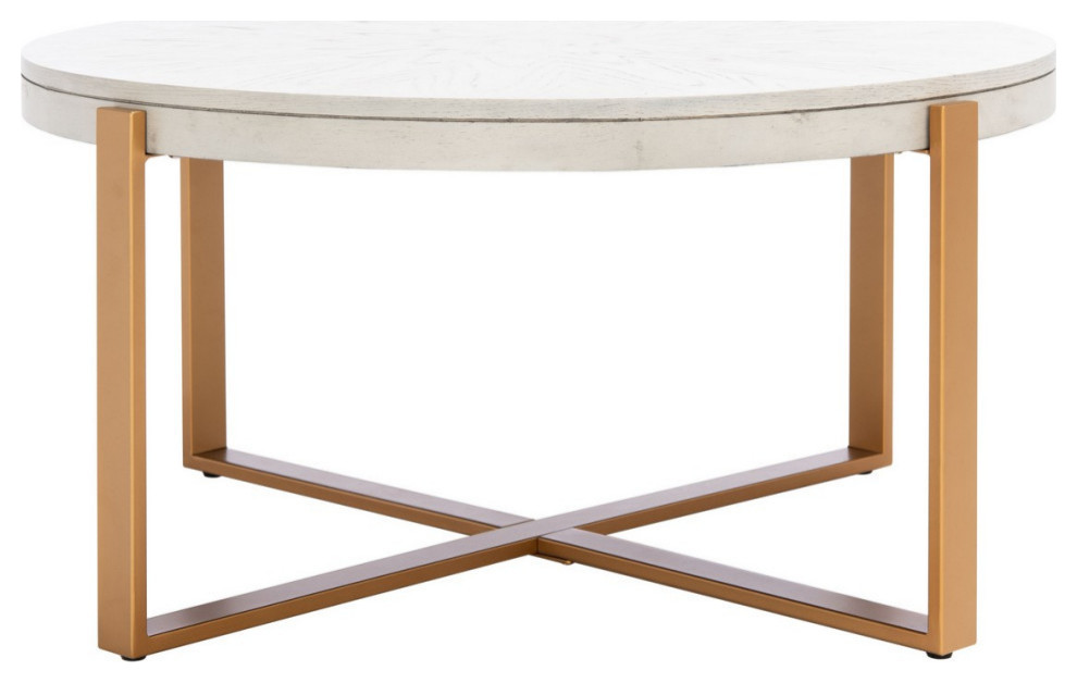 Yvonne Round Coffee Table  Whitewash/Gold   Contemporary   Coffee Tables   by Rustic Home Furniture Deco  Houzz