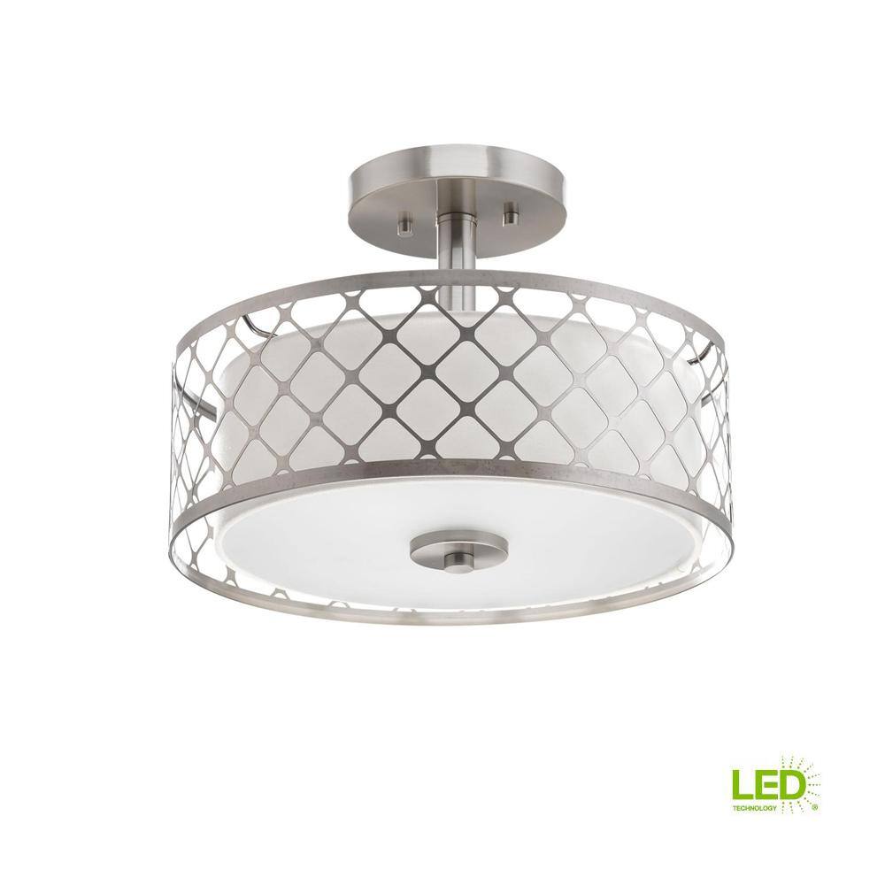 Progress Lighting Mingle Collection 17-Watt Brushed Nickel Integrated LED Semi-Flush Mount Light P2332-0930K9