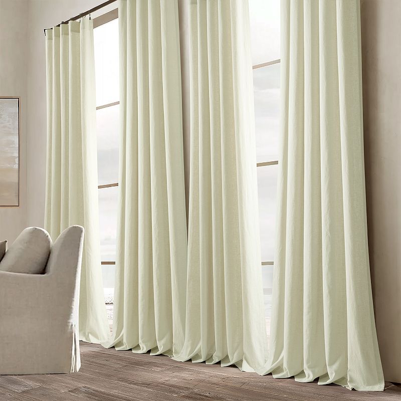 Lush Decor Belgian Flax Prewashed Linen Rich Cotton Blend Window Curtain Panel