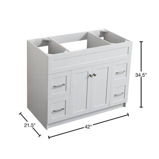 ARIEL Hamlet 42 in. W x 21.5 in. D x 33.5 in. H Bath Vanity Cabinet Only in White F043S-BC-WHT