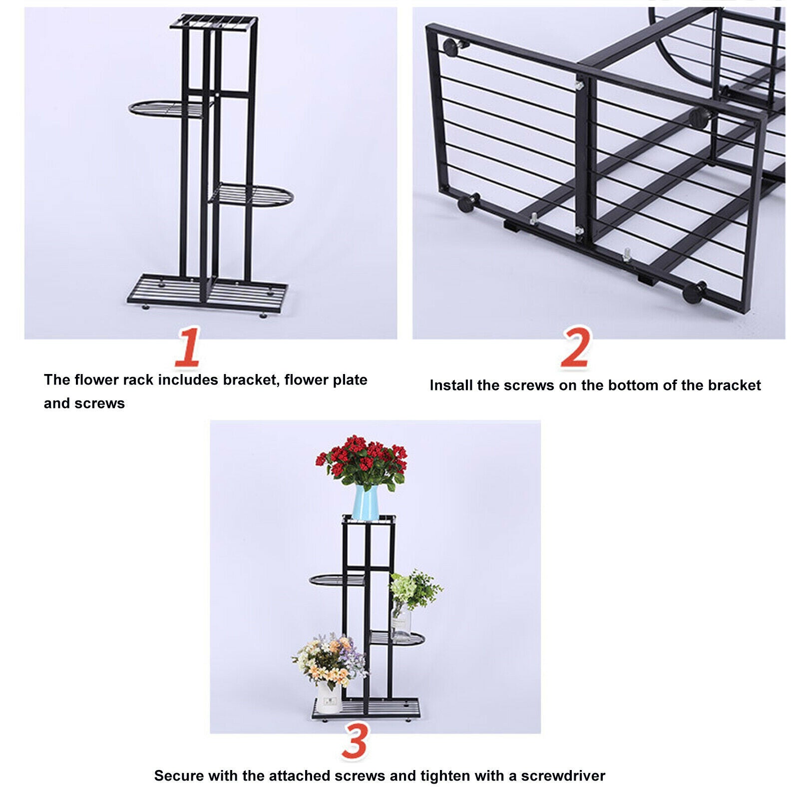 4 Tier Metal Plant Flower Pot Display Stand Holder Rack Home Shelf Organizer 4 Tier Metal Plant Flower Pot Display Stand Holder Flower Rack Storage Shelf